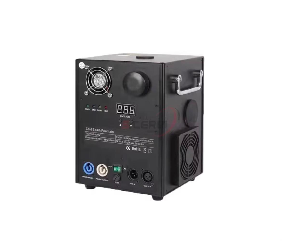 Maquina de Chispas Frias DMX 750W con Pantalla LCD